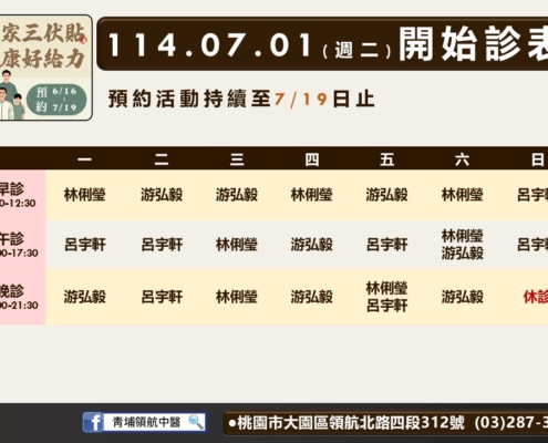 114年7月青埔領航診表