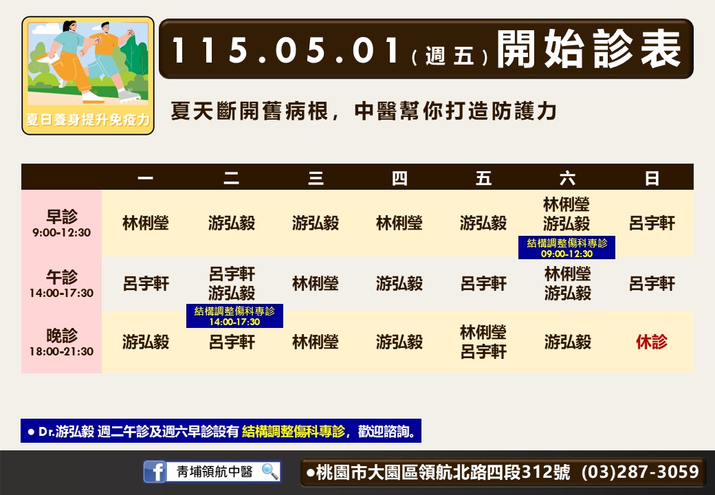 2026年5月診表